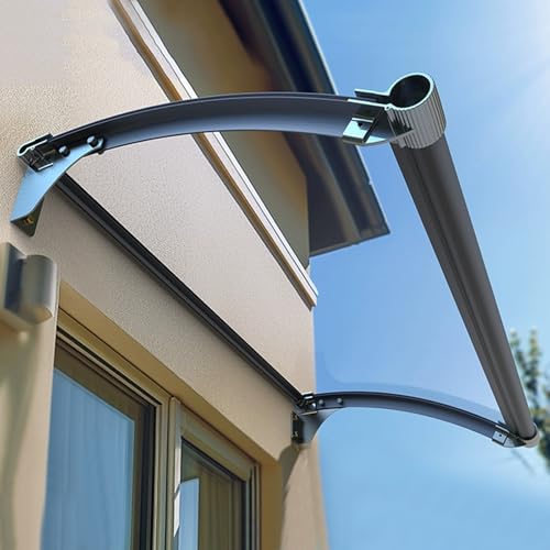 Vordach Haustür Überdachung,Pultbogenvordach aus Aluminium und Polycarbonat,Uv-Schutz vor Regen Und Schnee Vordach für Eingangstür,5 Farben Erhältlich Türvordach (120x230cm/47"x91",Clear) von kufu01