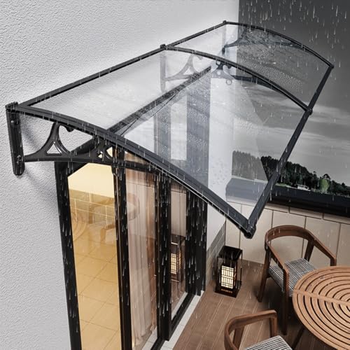 Vordach Haustür Überdachung,Schlagfest Vordach für Eingangstür,Pultbogenvordach Transparent Polycarbonat Pultvordach Überdachung 2.5 Mm,Sonnenschutz Regenschutz (60x60cm/24 x24) von kufu01