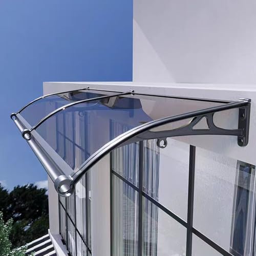 Vordach Haustürvordach,Aluminium Vordach für Haustür Tragkraft 300KG,Pultbogenvordach,Pultvordach,Breite 60/80/100/120/150 cm optionale,für Draußen Sonnenschutz Regenschutz (100x300cm/39 x118) von kufu01