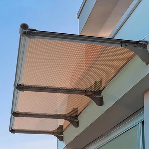 Vordach Haustürvordach,Türdach Pultbogenvordach,Pultvordach und Türüberdachung,99% Uv-Block Regenschutz Sonnenschutz Türvordach Haustürdach,für Garage Balkon Fenster Haus (120x300cm/47 x118) von kufu01