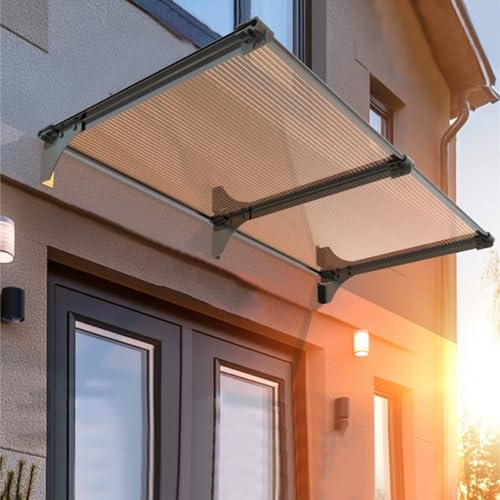Vordach Überdachung Haustürvordach,Uv-Schutz,Sonnenschutz Vordach für Haustür,Pultvordach für Balkon,Terrasse,Schlagfeste Pultbogenvordach,Länge 50–480 cm Optional (50x120cm/20 x47) von kufu01