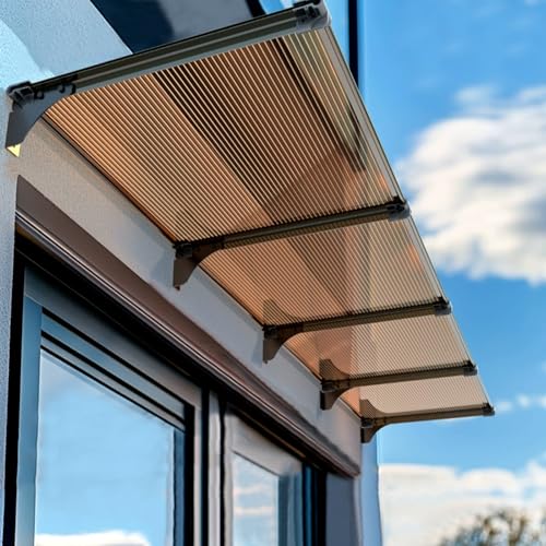 Vordach für Haustür,Vordach Überdachung Haustürvordach,Uv-Schutz Vor Regen und Schnee Türdach Pultbogenvordach,50/65/80/90/100 cm Optionale,Wandhalterung Aluminium (90x80cm/35 x32) von kufu01