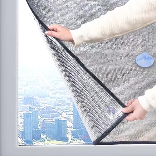 kufu01 Doppelte Aluminisierte Isolierfolie Dämmfolie,Wärmeisolierung Sonnenschutzfolie Fensterfolie Blickdicht Sichtschutzfolie,7 Mm Dicke Reflexionsfolie,mit Saugnapf (60x60cm/24 x24) von kufu01