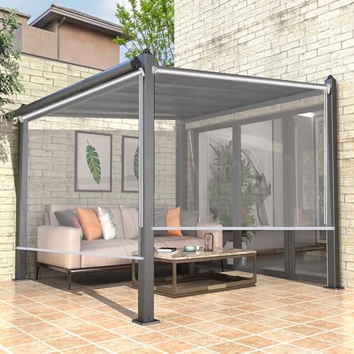 kufu01 Durchsichtige Gartenrollos Garten,Transparent Wasserdichtes Roll-Up-Rollo,Außenrollo Seitenrollo,50–160 cm Breite Optional Fensterrollo,für Fenster,Tür,Büro,Dicke 0,5mm (W140xH210cm/W55 xH83) von kufu01