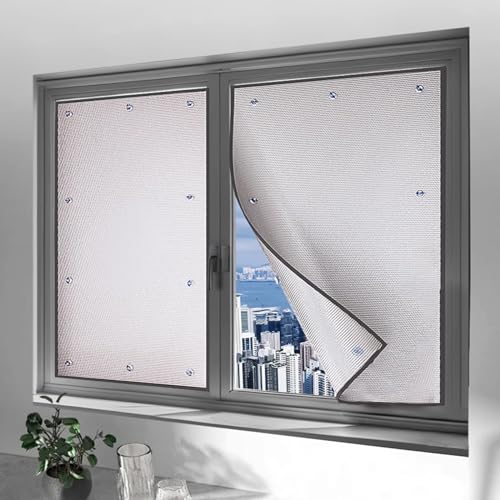 kufu01 Reflektierende Fensterfolie 7 mm Dicke Fensterfolie Blickdicht Selbstklebend Sichtschutzfolie,UV-Schutz Sonnenschutzfolie Fenster,für Badezimmer,Home Office,Wiederverwendbare (90x150cm/35 x59) von kufu01