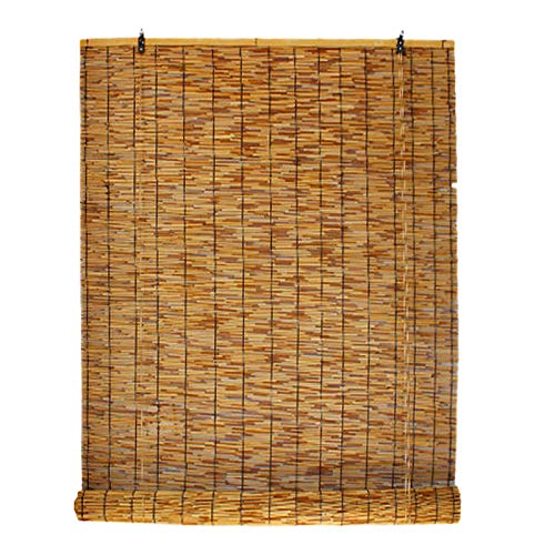 kufu01 Retro Karbonisierung Strohjalousien Partition Sichtschutz Schilf Vorhang,Verdunkelung Römische Rollos,Pavillon/Familie/Teestube Wanddekoration Bambusrollo Fenster (60x80cm/24x32in) von kufu01