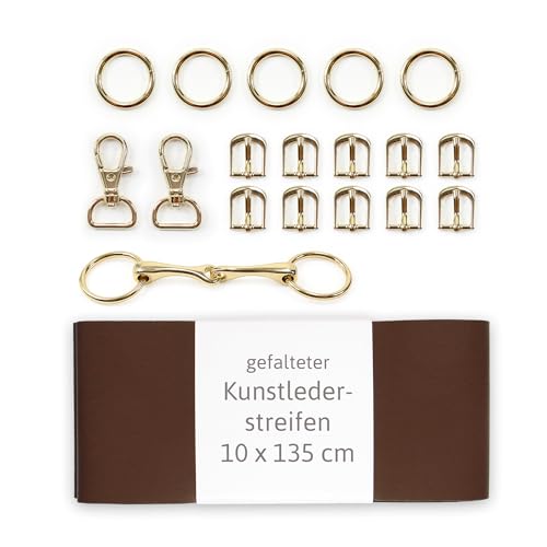 Trense Hobby Horse selber machen ◆GOLD EDITION◆: Materialset mit braunem Leder (ohne Anleitung) von kullaloo