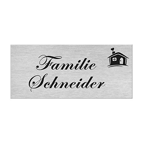 Motiv Edelstahl Briefkastenschild I über 40 Motive zur Auswahl I Klingelschild mit Gravur I Türschild in 100x40mm I Namensschild Selbstklebend - Haus von kultdog