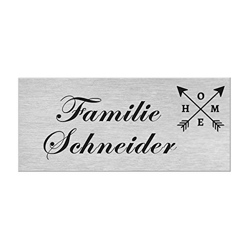 Motiv Edelstahl Briefkastenschild I über 40 Motive zur Auswahl I Klingelschild mit Gravur I Türschild in 100x40mm I Namensschild Selbstklebend - Home von kultdog