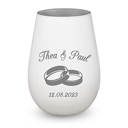 Windlicht zur Hochzeit mit Gravur - Hochzeitsgeschenk Brautpaar personalisiert mit Wunschnamen - Geschenk für Paare, Frauen und Männer, zum Valentinstag, Jahrestag, Verlobung, Muttertag von kultdog