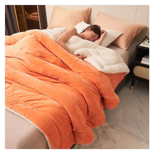 Doppelschichtige, verdickte Lammplüschdecke, flauschige, flauschige, weiche, dicke, warme Bettdecken for den Winter, gemütliche Bettdecken for Couch, Bett, Sofa, Stuhl ( Color : Orange , Size : 150*20 von kumosaga