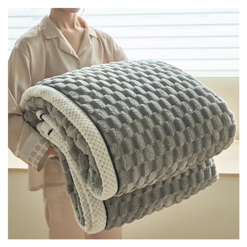 kumosaga Warme, Dicke Flanelldecke, Dicke Wende-Überwurfdecke aus Korallenvlies, winterliche, gemütliche, weiche Überwurfdecke for Couch, Sofa, Bett (Color : Gris, Size : 120x200cm) von kumosaga