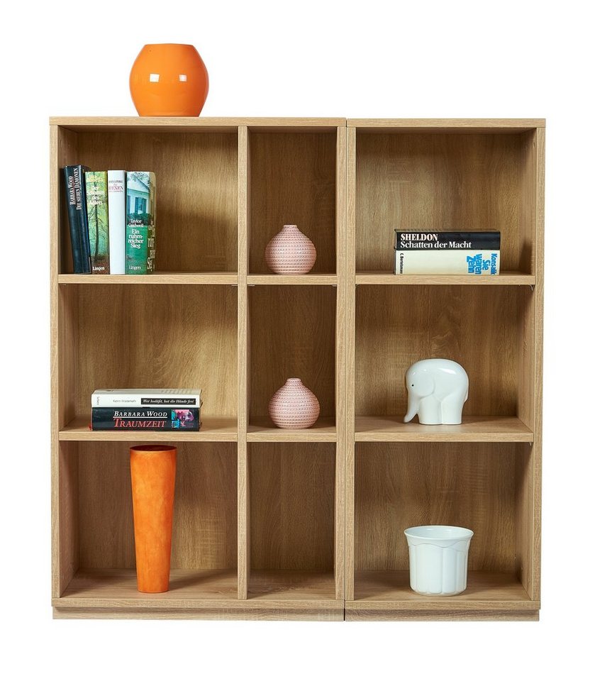 kundler home Bücherregal Regal frei kombinierbar, Breite 100 cm Höhe 100 cm, Eiche Premiumdekor von kundler home