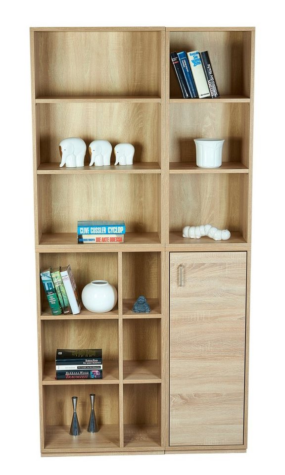 kundler home Bücherregal Regal frei kombinierbar, Breite 100 cm Höhe 200 cm, mit Tür von kundler home