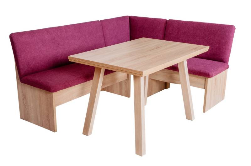 kundler home Eckbankgruppe mit Truhe, Eckbank mit Stauraum, Esszimmerbank mit Rückenlehne, (Set), bestehend aus 1 Eckbank Länge tauschbar, 1 Esstisch Füße Echtholz von kundler home