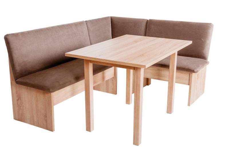 kundler home Eckbankgruppe mit Truhe, Esszimmertisch Füße Echtholz, Esszimmerbank mit Rückenlehne, (Set), Bestehend aus Eckbank und Tisch von kundler home