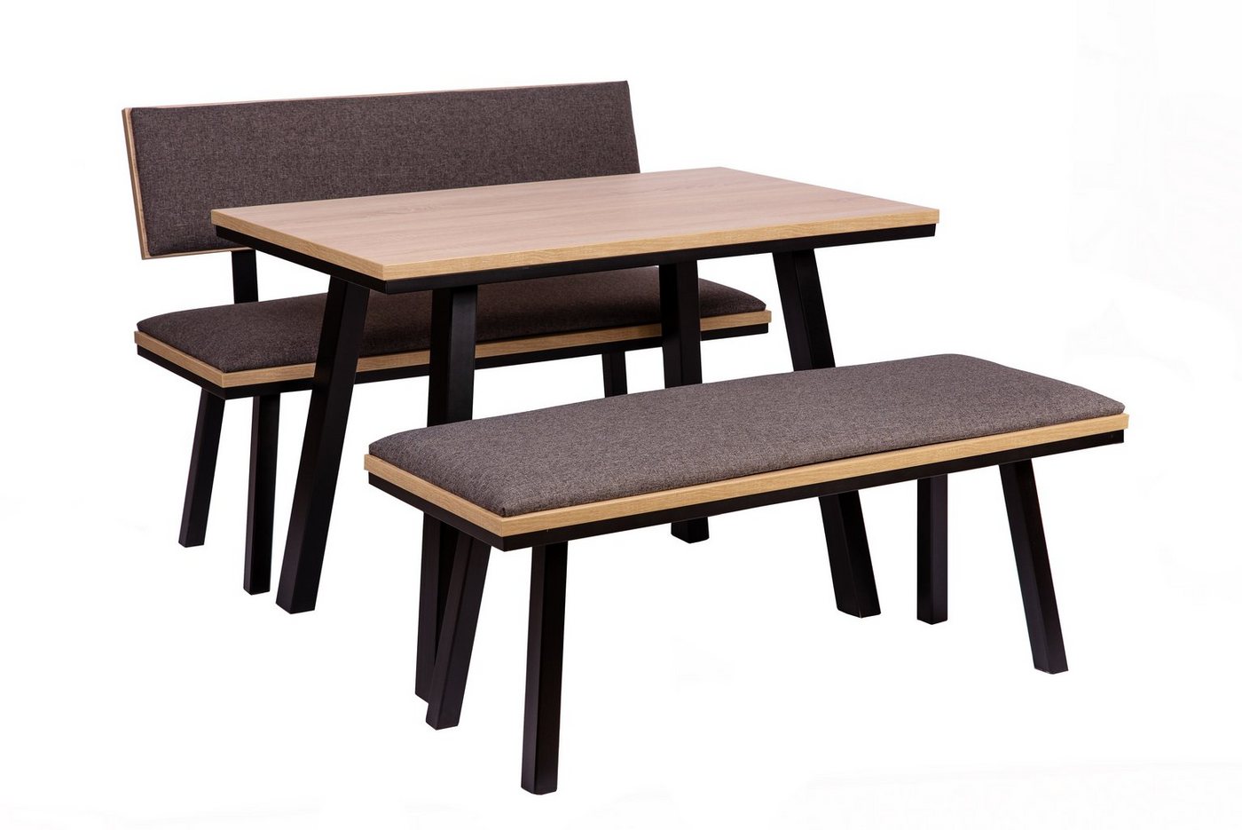 kundler home Essgruppe 'Die Elegante' Füße Massiv Holz, Sitzbank 120cm, Tisch Set 3-tlg. von kundler home