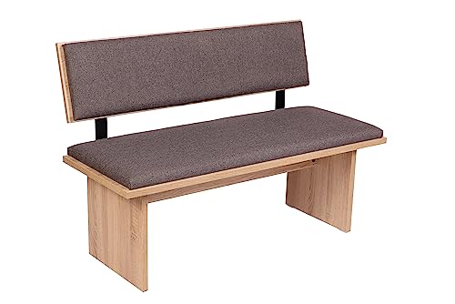 kundler home Sitzbank, Eckbank oder Küchenbank mit Lehne 125x85x48 cm, mit Polsterung für hohen Sitzkomfort, ideal als Bank im Esszimmer, einfacher Aufbau, Die Stilvolle', Eiche Premiumdekor von kundler home