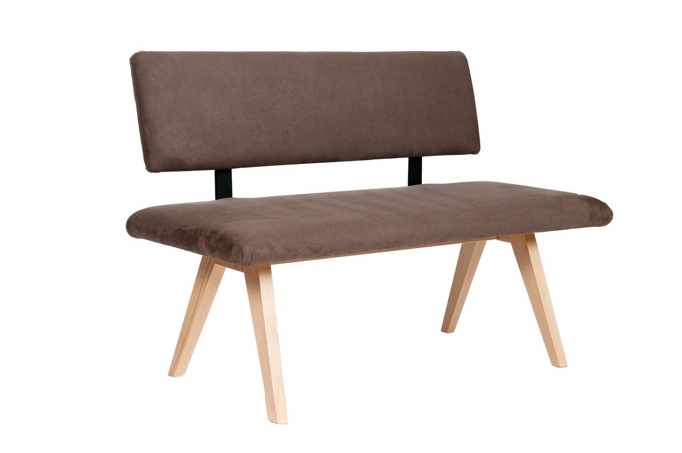 kundler home Sitzbank mit Polster, Esszimmerbank mit Rückenlehne 'Die Natürliche' L125cm, Aus Massivholz Buche von kundler home