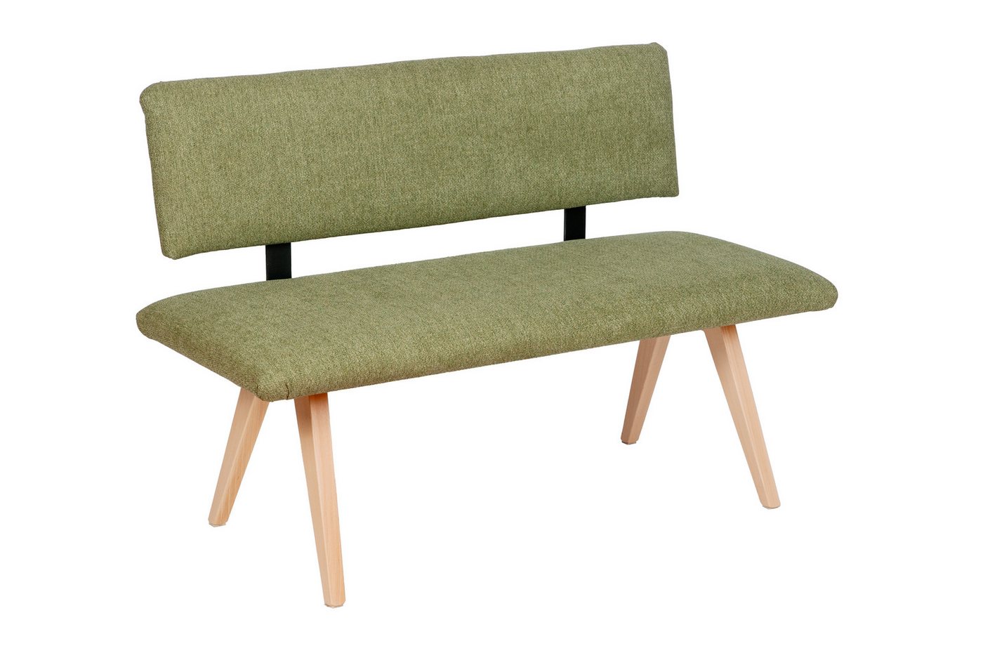kundler home Sitzbank mit Polster, Esszimmerbank mit Rückenlehne 'Die Natürliche' L125cm, Aus Massivholz Buche von kundler home