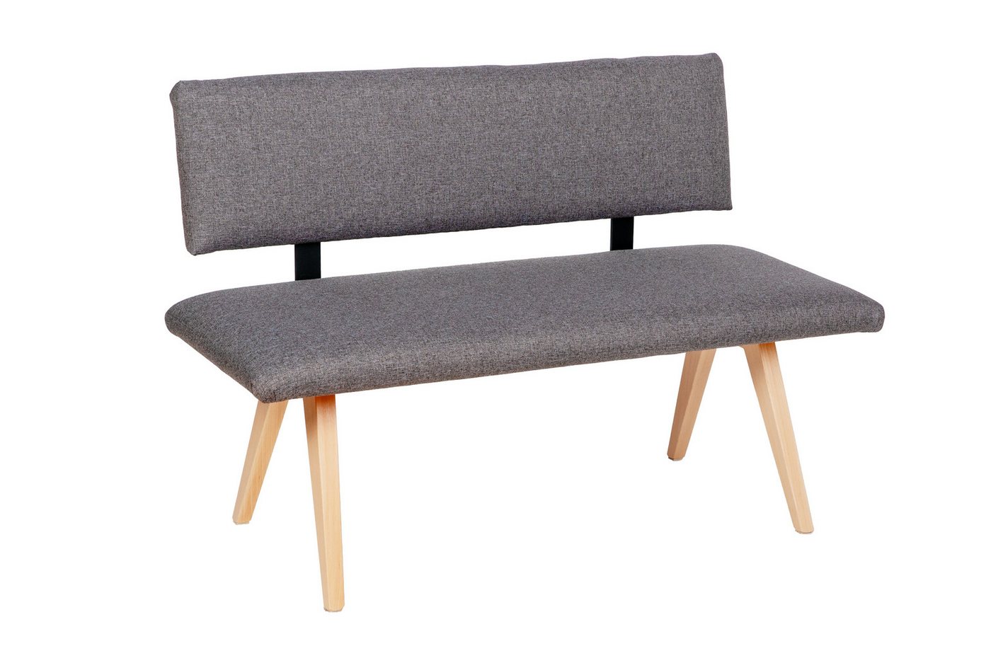 kundler home Sitzbank mit Polster, Esszimmerbank mit Rückenlehne 'Die Natürliche' L125cm, Aus Massivholz Buche von kundler home