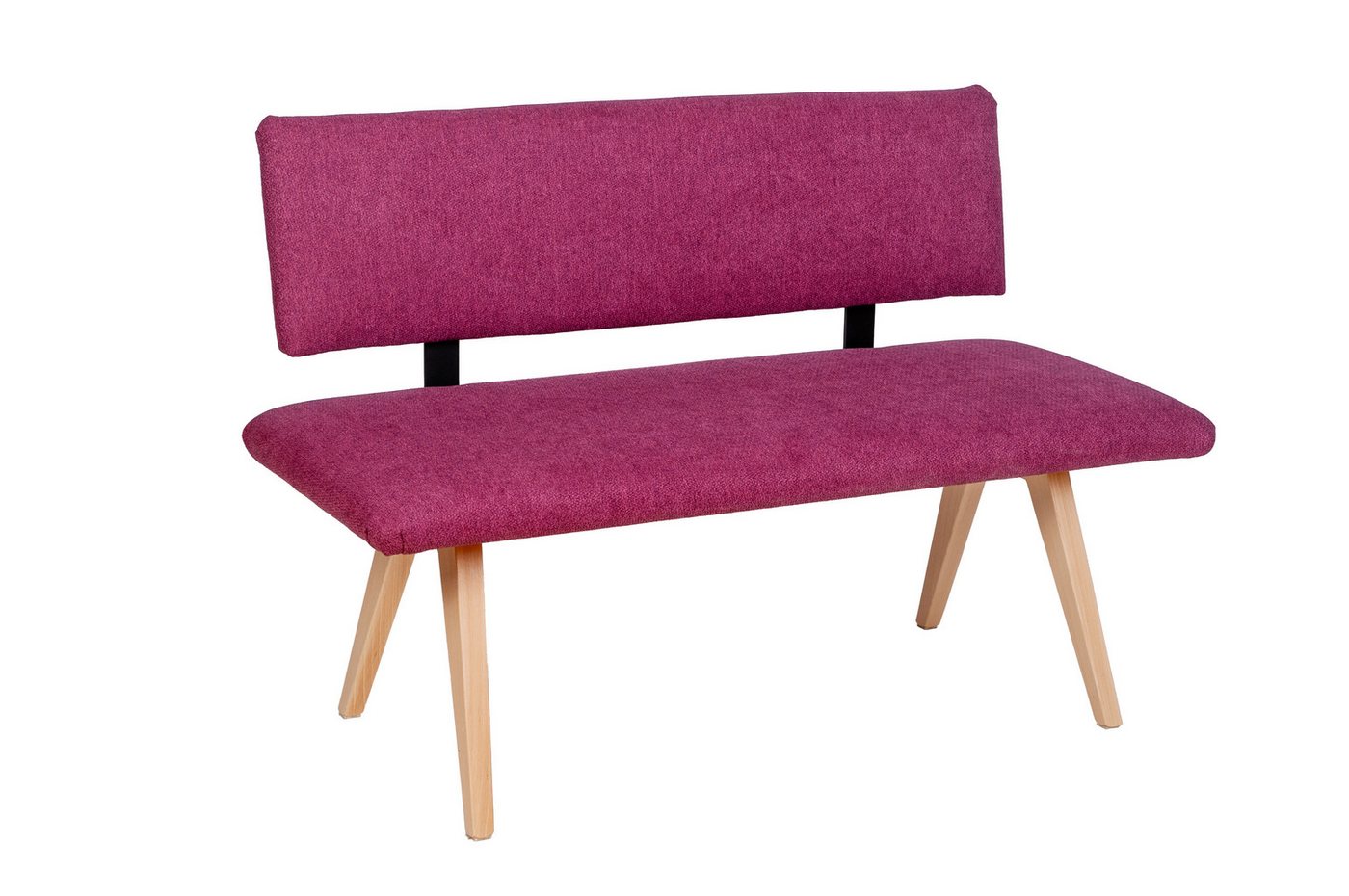 kundler home Sitzbank mit Polster, Esszimmerbank mit Rückenlehne 'Die Natürliche' L125cm, Aus Massivholz Buche von kundler home