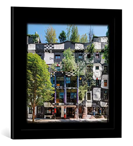 Bild mit Bilder-Rahmen: Friedensreich Hundertwasser kunsthauswien - dekorativer Kunstdruck, hochwertig gerahmt, 48x48 cm, Schwarz matt Bild mit Bilder-Rahmen: Friedensreich Hundertwasser kunsthauswien - dekorativer Kunstdruck, hochwertig gerahmt, 48x48 cm, Schwarz matt von kunst für alle