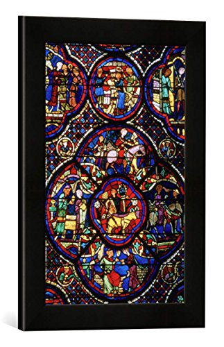 Gerahmtes Bild von 13. Jahrhundert Bourges, Kathedr, Verlorener Sohn/Glas, Kunstdruck im hochwertigen handgefertigten Bilder-Rahmen, 30x40 cm, Schwarz matt von kunst für alle