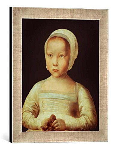 Gerahmtes Bild von 16. Jahrhundert Mädchen mit Totem Vogel, Kunstdruck im hochwertigen handgefertigten Bilder-Rahmen, 30x40 cm, Silber Raya von kunst für alle