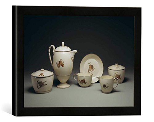 Gerahmtes Bild von 18. Jahrhundert Tee- u. Kaffeeservice/Porzellan,Wedgwood, Kunstdruck im hochwertigen handgefertigten Bilder-Rahmen, 40x30 cm, Schwarz matt von kunst für alle