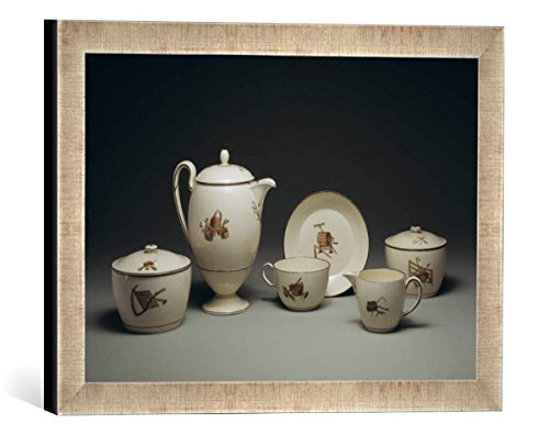 Gerahmtes Bild von 18. Jahrhundert Tee- u. Kaffeeservice/Porzellan,Wedgwood, Kunstdruck im hochwertigen handgefertigten Bilder-Rahmen, 40x30 cm, Silber Raya von kunst für alle