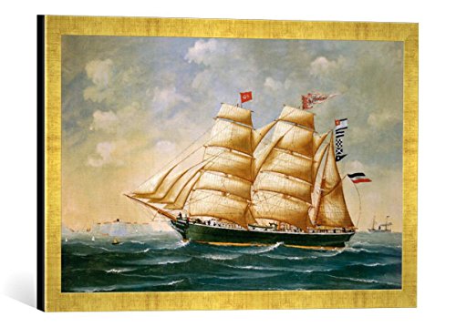Gerahmtes Bild von 19. Jahrhundert Die Gartenlaube von Stralsund, Capt. J.f.Krüger, Kunstdruck im hochwertigen handgefertigten Bilder-Rahmen, 60x40 cm, Gold Raya von kunst für alle