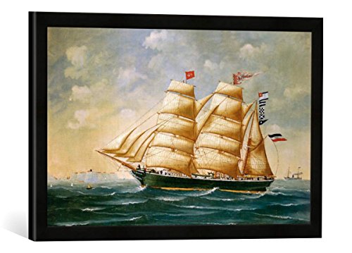 Gerahmtes Bild von 19. Jahrhundert Die Gartenlaube von Stralsund, Capt. J.f.Krüger, Kunstdruck im hochwertigen handgefertigten Bilder-Rahmen, 60x40 cm, Schwarz matt von kunst für alle
