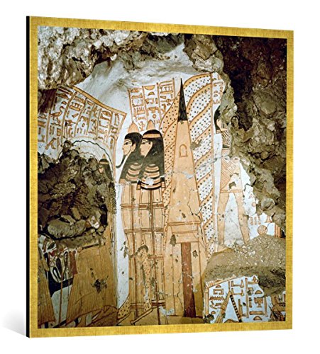 Gerahmtes Bild von Ägyptisch Deir EL-Medina, Grab des Nekhtamun, Kunstdruck im hochwertigen handgefertigten Bilder-Rahmen, 100x100 cm, Gold Raya von kunst für alle