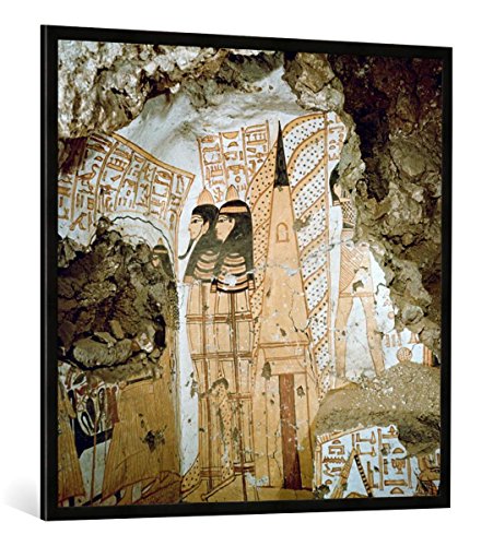 Gerahmtes Bild von Ägyptisch Deir EL-Medina, Grab des Nekhtamun, Kunstdruck im hochwertigen handgefertigten Bilder-Rahmen, 100x100 cm, Schwarz matt von kunst für alle