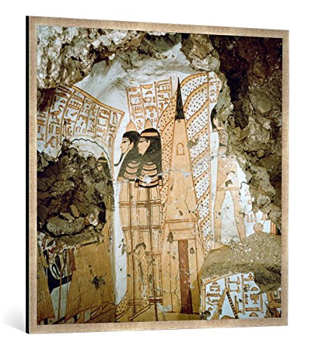 Gerahmtes Bild von Ägyptisch Deir EL-Medina, Grab des Nekhtamun, Kunstdruck im hochwertigen handgefertigten Bilder-Rahmen, 100x100 cm, Silber Raya von kunst für alle
