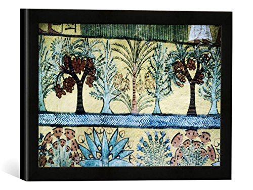Gerahmtes Bild von Ägyptische Malerei Ägypten/Grab Sennedjem/Pflanzen/Wandmal, Kunstdruck im hochwertigen handgefertigten Bilder-Rahmen, 40x30 cm, Schwarz matt von kunst für alle