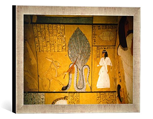 Gerahmtes Bild von Ägyptische Malerei Göttin Nut im Baum/ägypt. Wandmalerei, Kunstdruck im hochwertigen handgefertigten Bilder-Rahmen, 40x30 cm, Silber Raya von kunst für alle