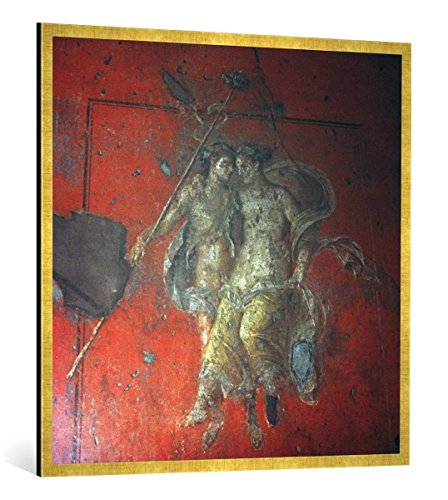 Gerahmtes Bild von AKG Anonymous Bacchanten/röm.Wandmalerei, Kunstdruck im hochwertigen handgefertigten Bilder-Rahmen, 100x100 cm, Gold Raya von kunst für alle