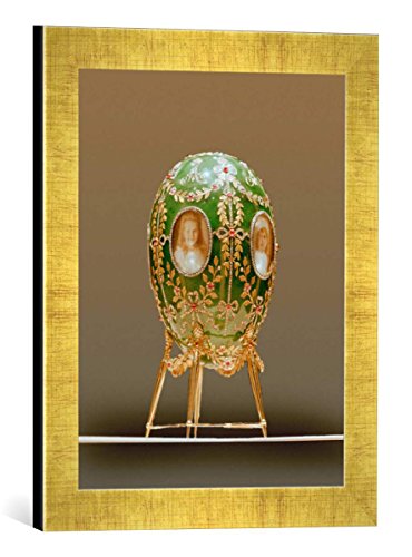 Gerahmtes Bild von AKG Anonymous Fabergé-Ei + Modell Zarskoje Selo/1908, Kunstdruck im hochwertigen handgefertigten Bilder-Rahmen, 30x40 cm, Gold Raya von kunst für alle