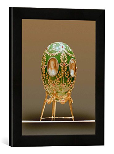 Gerahmtes Bild von AKG Anonymous Fabergé-Ei + Modell Zarskoje Selo/1908, Kunstdruck im hochwertigen handgefertigten Bilder-Rahmen, 30x40 cm, Schwarz matt von kunst für alle