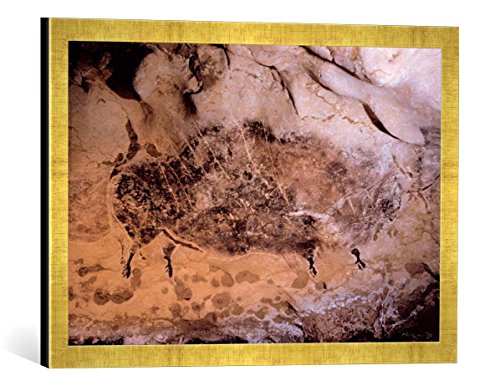 Gerahmtes Bild von AKG Anonymous Höhlenmalerei in Lascaux, Frankreich, Kunstdruck im hochwertigen handgefertigten Bilder-Rahmen, 60x40 cm, Gold Raya von kunst für alle