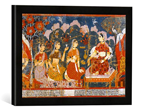 Gerahmtes Bild von AKG Anonymous Krishna-Lila, Nepal/Malerei, Kunstdruck im hochwertigen handgefertigten Bilder-Rahmen, 40x30 cm, Schwarz matt von kunst für alle