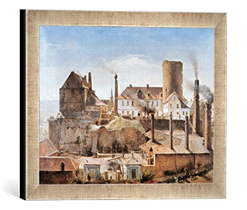 Gerahmtes Bild von Alfred Rethel Die Harkortsche Fabrik auf Burg Wetter an der Ruhr, Kunstdruck im hochwertigen handgefertigten Bilder-Rahmen, 40x30 cm, Silber Raya von kunst für alle