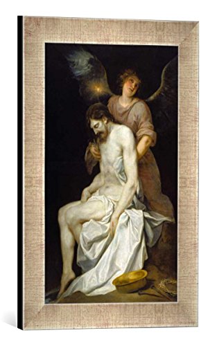 Gerahmtes Bild von Alonso Cano EIN Engel stützt den Leichnam Christi, Kunstdruck im hochwertigen handgefertigten Bilder-Rahmen, 30x40 cm, Silber Raya von kunst für alle