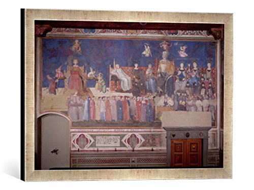 Gerahmtes Bild von Ambrogio Lorenzetti Allegory of Good Government, 1338-40", Kunstdruck im hochwertigen handgefertigten Bilder-Rahmen, 60x40 cm, Silber Raya von kunst für alle