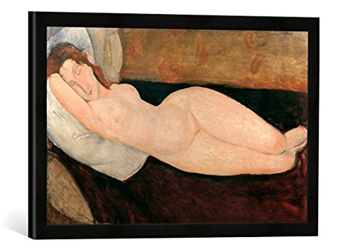 Gerahmtes Bild von Amedeo Modigliani A.Modigliani, Liegender Akt, Kunstdruck im hochwertigen handgefertigten Bilder-Rahmen, 60x40 cm, Schwarz matt von kunst für alle