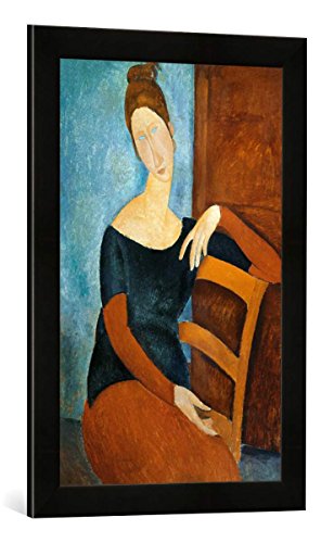 Gerahmtes Bild von Amedeo Modigliani The Artist's Wife 1918", Kunstdruck im hochwertigen handgefertigten Bilder-Rahmen, 40x60 cm, Schwarz matt von kunst für alle
