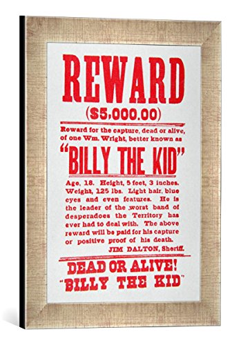 Gerahmtes Bild von American School Reward Poster for Billy The Kid (1859-81)", Kunstdruck im hochwertigen handgefertigten Bilder-Rahmen, 30x40 cm, Silber Raya von kunst für alle