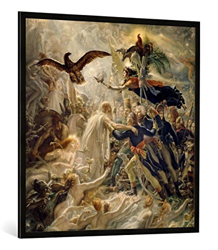 Gerahmtes Bild von Anne-Louis Girodet de Roucy-Trioson "L`Apotheose des Heros français morts pour la patrie pendant la guerre de la Liberté.", Kunstdruck im hochwertigen handgefertigten Bilder-Rahmen, 100x100 cm, Schwarz matt von kunst für alle